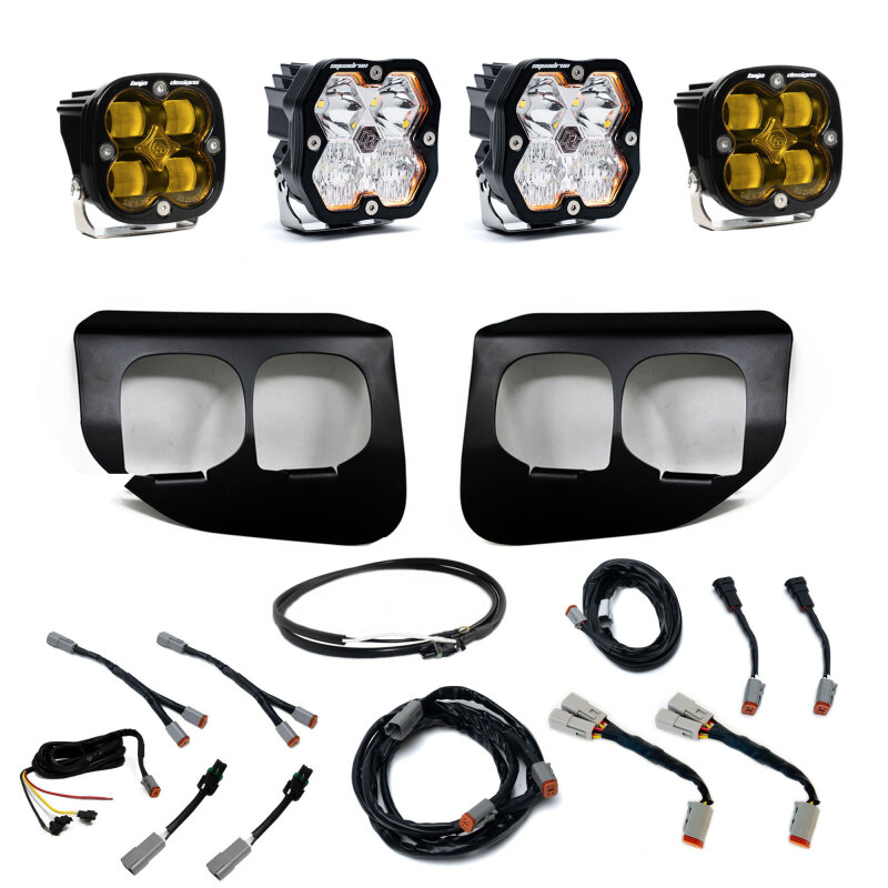 Ford Super Duty Fog Light Pocket Kit - Baja Designs - SAE/Sport w/Upfitter (Driving/Combo) - Amber - `20-`22